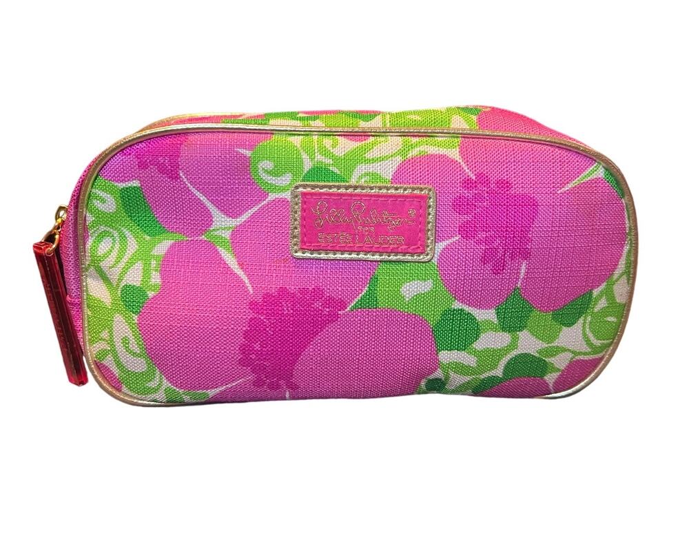 Lilly Pulitzer Estee Lauder Pink Floral Makeup Bag
